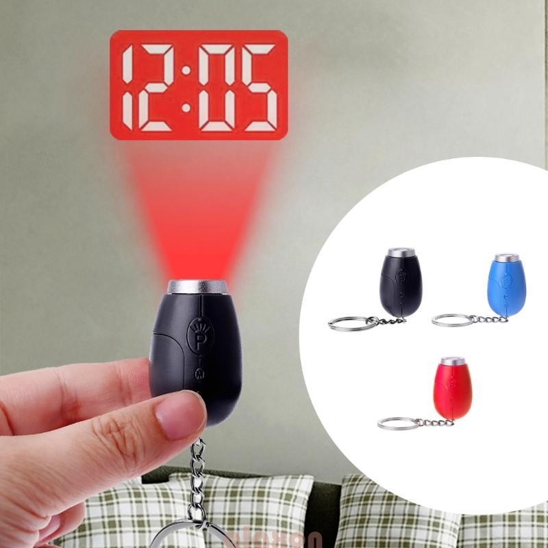 Despertador Projeção Portátil Display LED Lanterna Chaveiro Vermelho Preto Opção Para Mesa