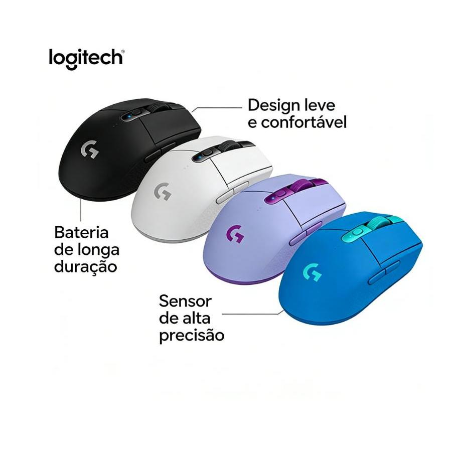 Plug and Play Mouse sem fio G304 2.4G três botões 200-12000DPI 400IPS com bateria sem Driver