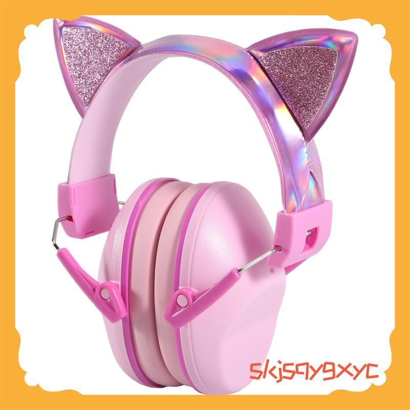 Orelhas De Gato Rosa Crianças Earmuffs Ajustável Anti-Ruído Protetor Auditivo Para Estudo E Sono Cancelamento De skjsqyg