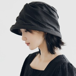 Estilo próprio do designer estilo plissado algodão linho chapéu feminino primavera verão novo estilo versão coreana All-