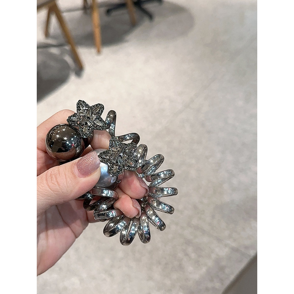 Estrela strass linha telefônica anel de cabelo feminino rabo de cavalo alto ferramenta útil corda de cabelo coreano eleg
