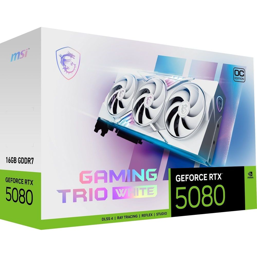 Placa de Video GeForce NVIDIA MSI RTX5080 16GB GAMING TRIO OC WHITE  GDDR7 912-V531