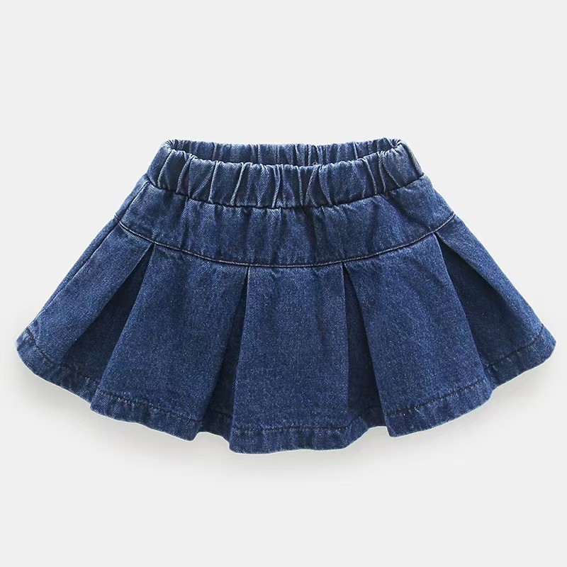 Meninas saia jeans 2025 verão novo estilo crianças moda moda plissado Culottes Shorts bebê Casual saia curta na moda