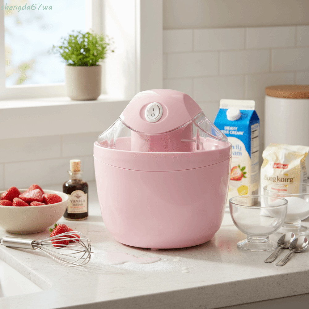Sorveteira Elétrica SHENGDA , Sorvete Elétrico Doméstico Com Capacidade De 500ml | Iogurte Congelado De Design Portátil