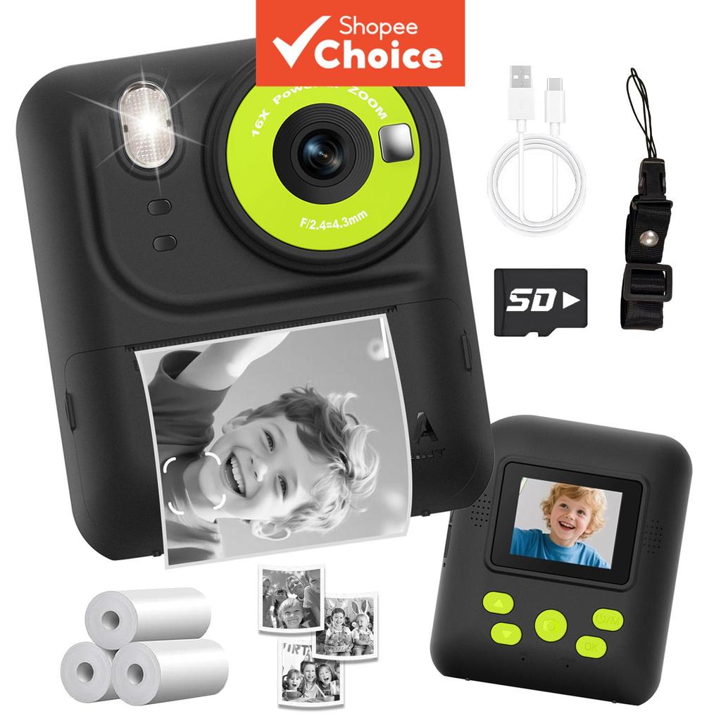 Câmera Instantânea para Crianças, Impressão Térmica Digital, Gravação de Vídeo em HD, Brinquedo Educativo para Meninos e