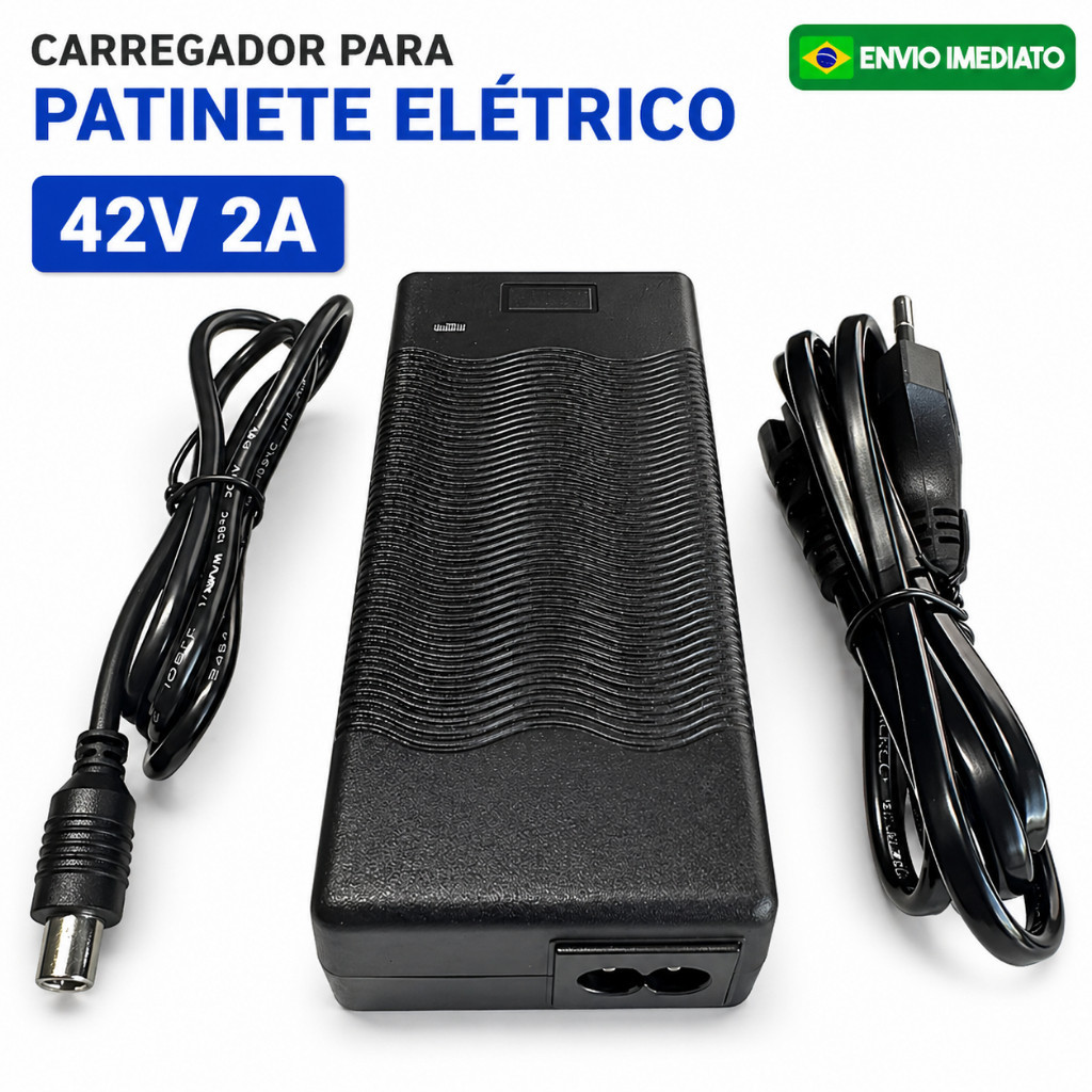 Carregador 42V 2A Bivolt para Patinete Elétrico 36V Compativel Xiaomi/Foston