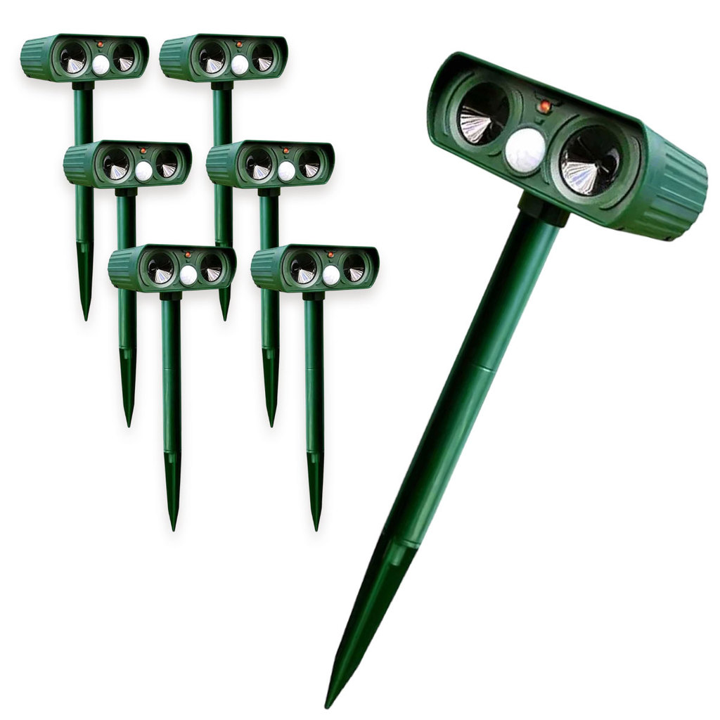 Repelente Solar Ultrassonico Kit 6 Uni Afasta Bichos Repele Pombos Ratos Gamba Roedor Cobras Protege Casa Jardim Quintal
