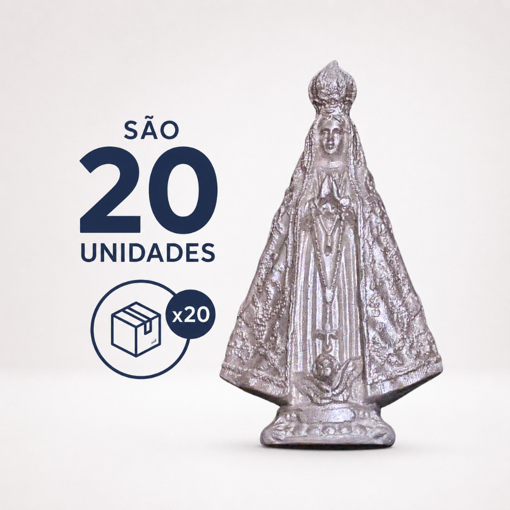Kit 20 Imagens Nossa Senhora Aparecida 15cm Branco Perolado - Imagem Original Católica