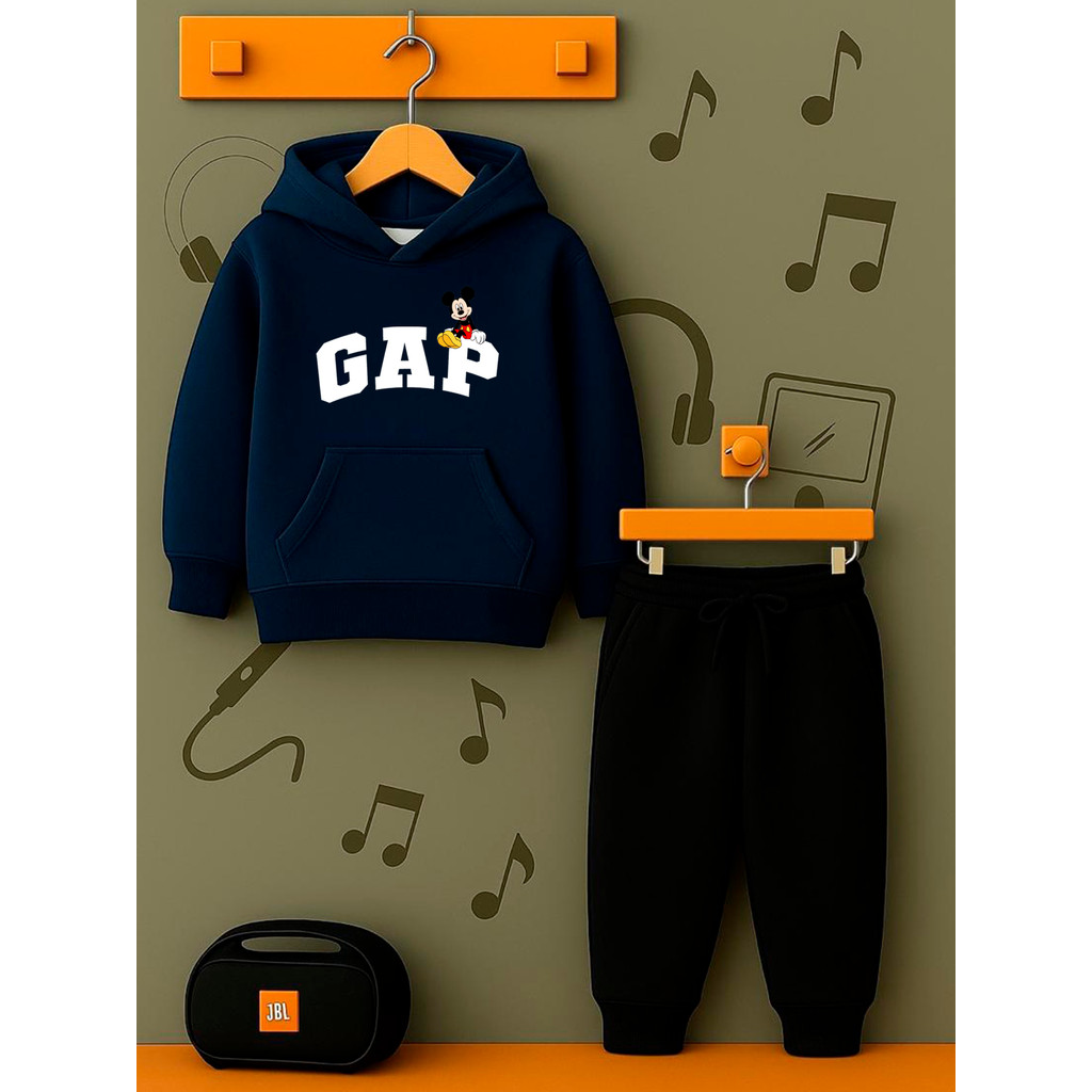 Conjunto Moletom GP MIKEY Canguru Menino Infantil Blusa e Calça Kids Flanelado Masculino Criança Inverno