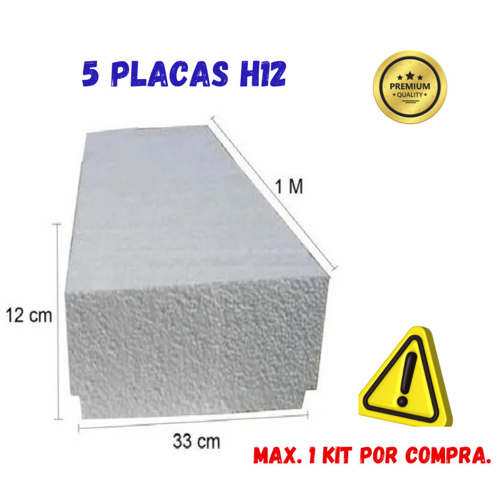 5 Placas Isopor EPS H12 p/ Laje 100cm x 33cm x12cm Construção