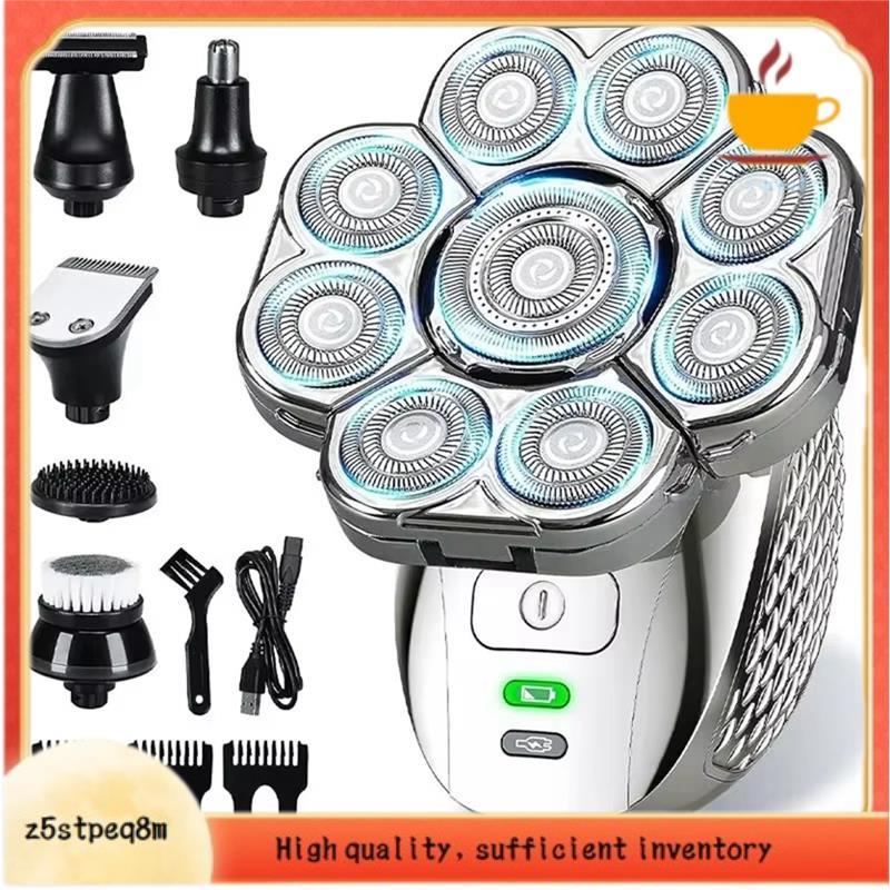 Para Barbeador De Cabeça 4D Masculino , Sistema De 9 Lâminas Atualizado 6 Em 1 Recarregável À Prova D'água Molhado E Sec