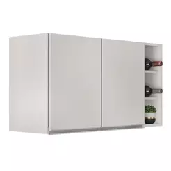 Armário de Cozinha Aéreo Califórnia 80cm e Nicho Garrafeiro 20cm Riad Branco - Lumil