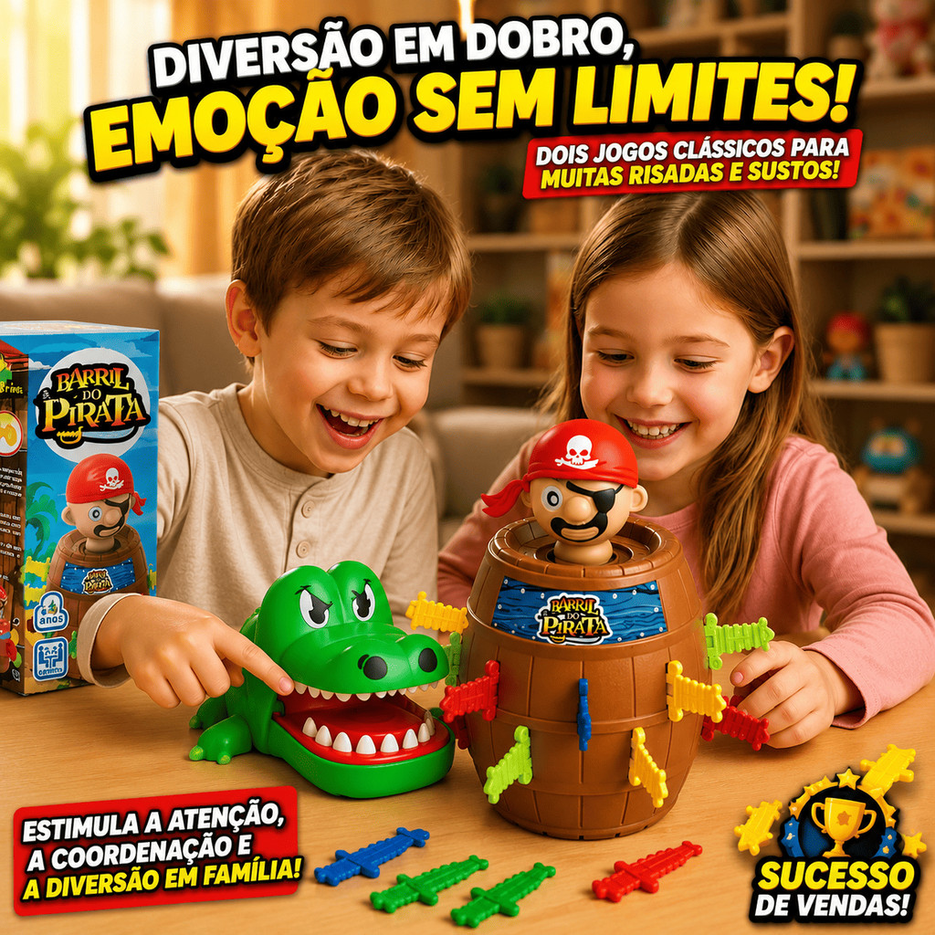 Brinquedo Crocodilo + Pula Pirata Dentista Morde Dedo Aperta Dente Jogo Dentista Mordida Jacaré Roleta Jogo Barril Envio