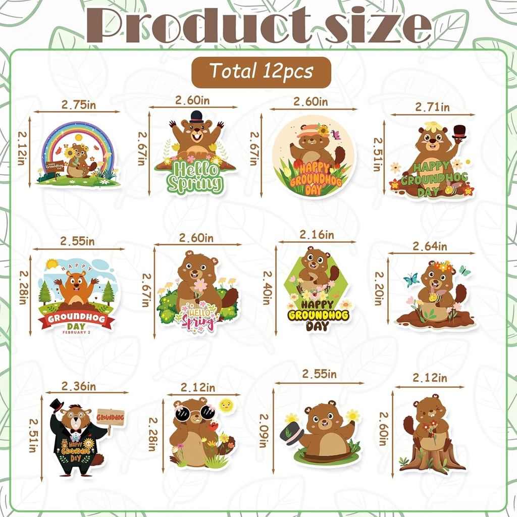 36 Peças de Enfeites para Cupcakes do Dia da Marmota, Decorações para o Dia da Marmota, Animais da Primavera, 2 de Fever