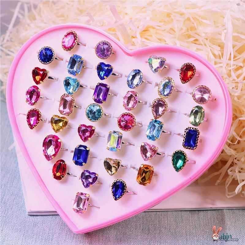 Anéis infantis meninas caixa de jóias Gem brinquedos meninas anéis jóias luminosas bebê pequena princesa presentes de an