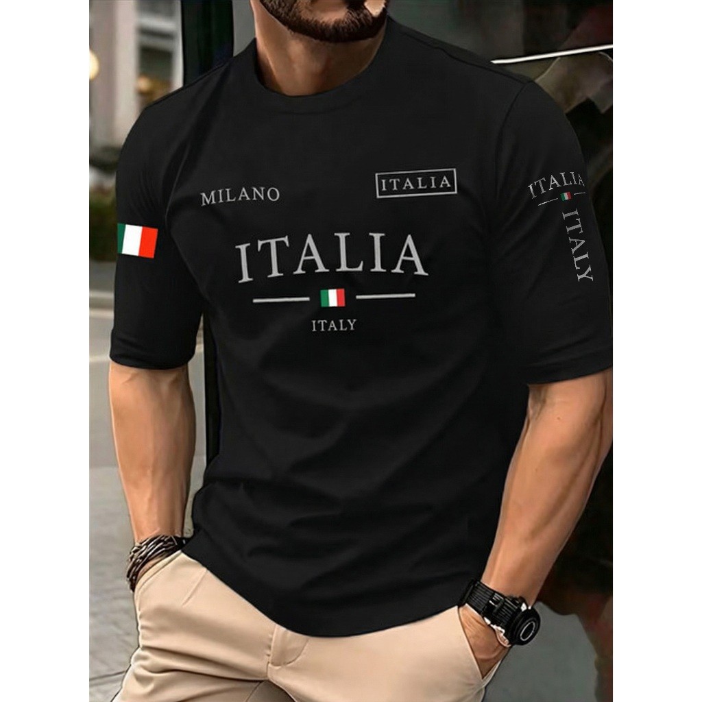 Camiseta Masculina 100% Algodão Camisa T-Shirt Milano Italia Moda Street