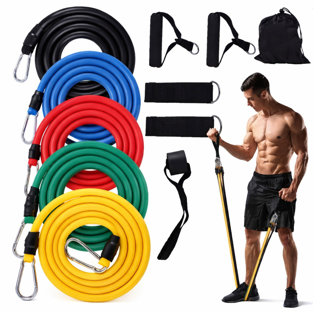 Kit Elástico de Treino Extensor para Ginástica em Casa Pilates Exercícios Academia Acessórios Corda