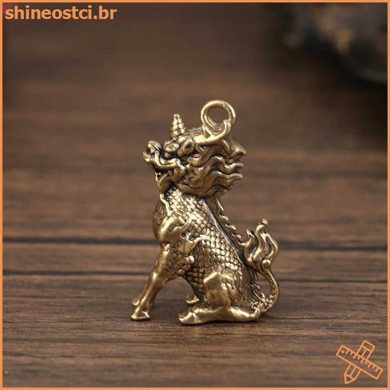 SHINE Qilin Lu Animal Fengshui Estátua Vintage Estatueta Riqueza Decoração De Bronze Prosperidade Estilo Chinês Ornament