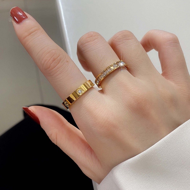 Bom Anel De Titânio Com Salut Em Ouro 18k Para Mulheres Aço Inoxidável