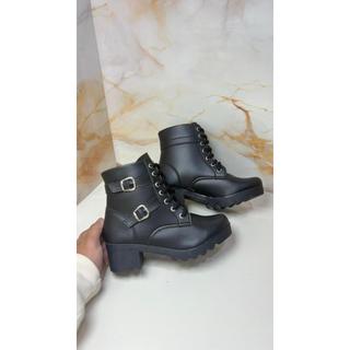 Bota Inverno Coturno Com fivela Eelgante Feminina TRZ Salto Grosso Baixo Tratorada Moderna Casual