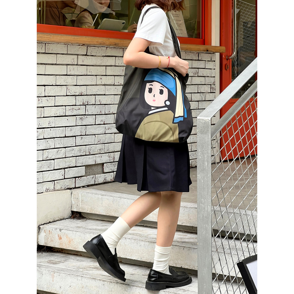 FINERWORLD Pinturas Famosas Réplica Impressão Divertida Homens Mulheres Casal Bolsa de Ombro Casual Commuter Estudante B