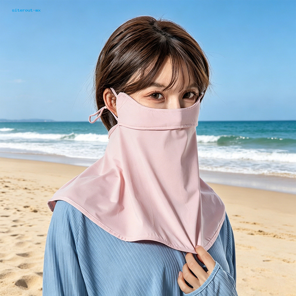 Face Guard Sun Protection Ice Silk Shield Sunscreen Mask Full Uv with Neck Ear Cover Lightweight Breathable for Outdoor