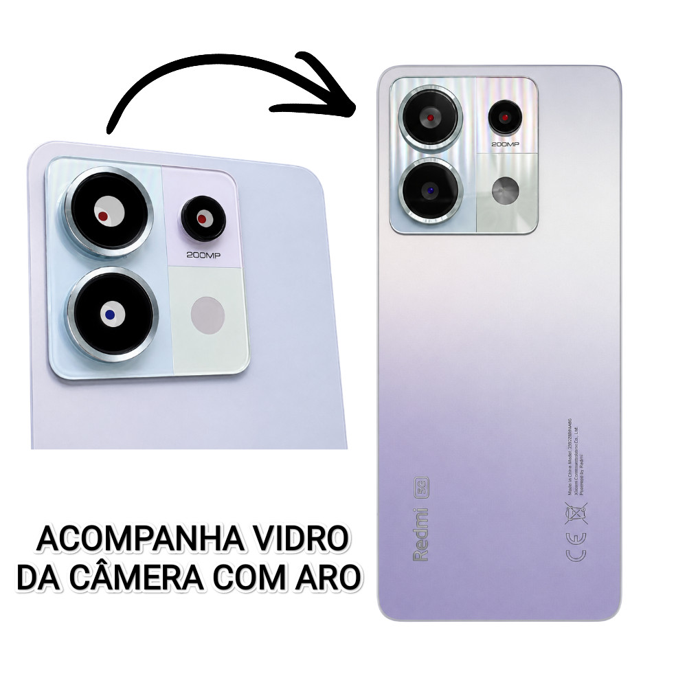 Tampa Redmi Note 13 Pro 5G Vidro Acrílico Traseira Com Vidro da Câmera Com Logo CE Premium HD — imagem 2 de 2