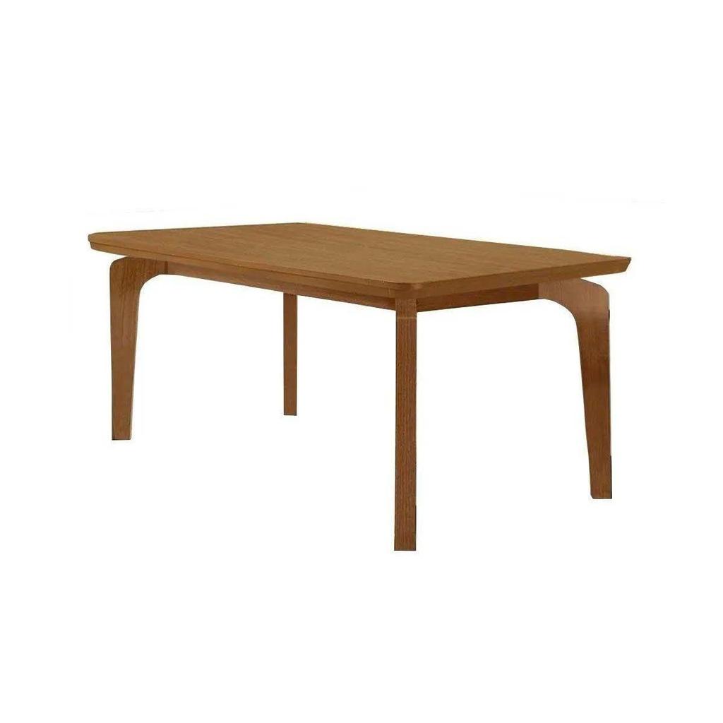 Mesa de Sala Jantar Londrina c/ Tampo Madeirado c/ Canto Curvo 180X90cm Naturale/Naturale - Rufato