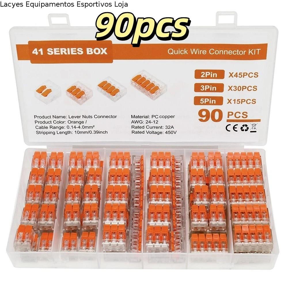 LACYES 90 PCS Pacote De Sortimento De Conectores De Fio , Kit De Conector De Emenda Compacto De Conexão Rápida Push-in ,