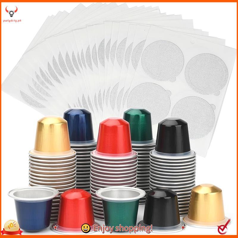 [edwiin77] Cápsulas De Folha De Alumínio Vazias Preenchíveis Para Café Expresso Próprias Filtros (100 + 100 Tampas)