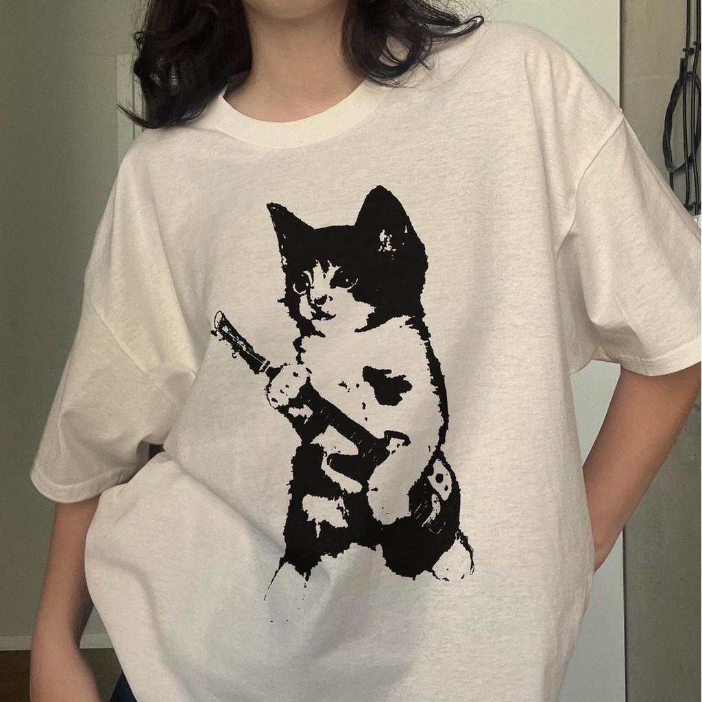 Premium Camiseta Rockstar Kitten Y2K estética dos anos 90 camiseta vintage Kitten Y2K, estética de gato Alta Qualidade e