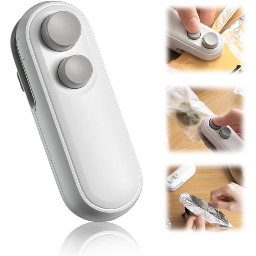 Mini Selador De Saco 2 Em 1 , Pequeno Com Função De Corte , A Vácuo Portátil Para Sacos De Lanche Chips