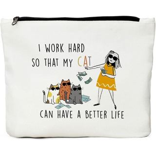 Presentes JIUWEIHU para Amantes de Gatos, Bolsa de Maquiagem Durável para Mulheres Trabalhadoras, Bolsa de Cosméticos Po