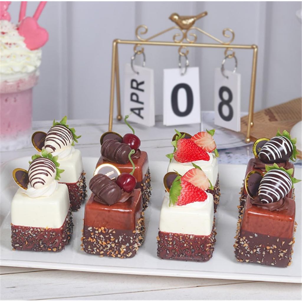 4 Peças de Bolo de Chocolate Artificial, Modelo de Cupcake Falso para Fotografia, Decoração para Casa, Cozinha e Festas
