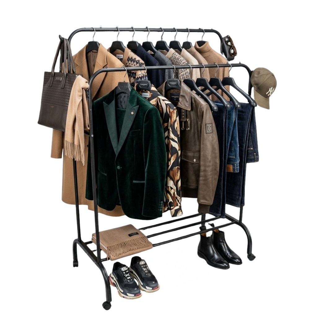 Arara De Roupas Dupla Base Reforçada Com Sapateira - Castela