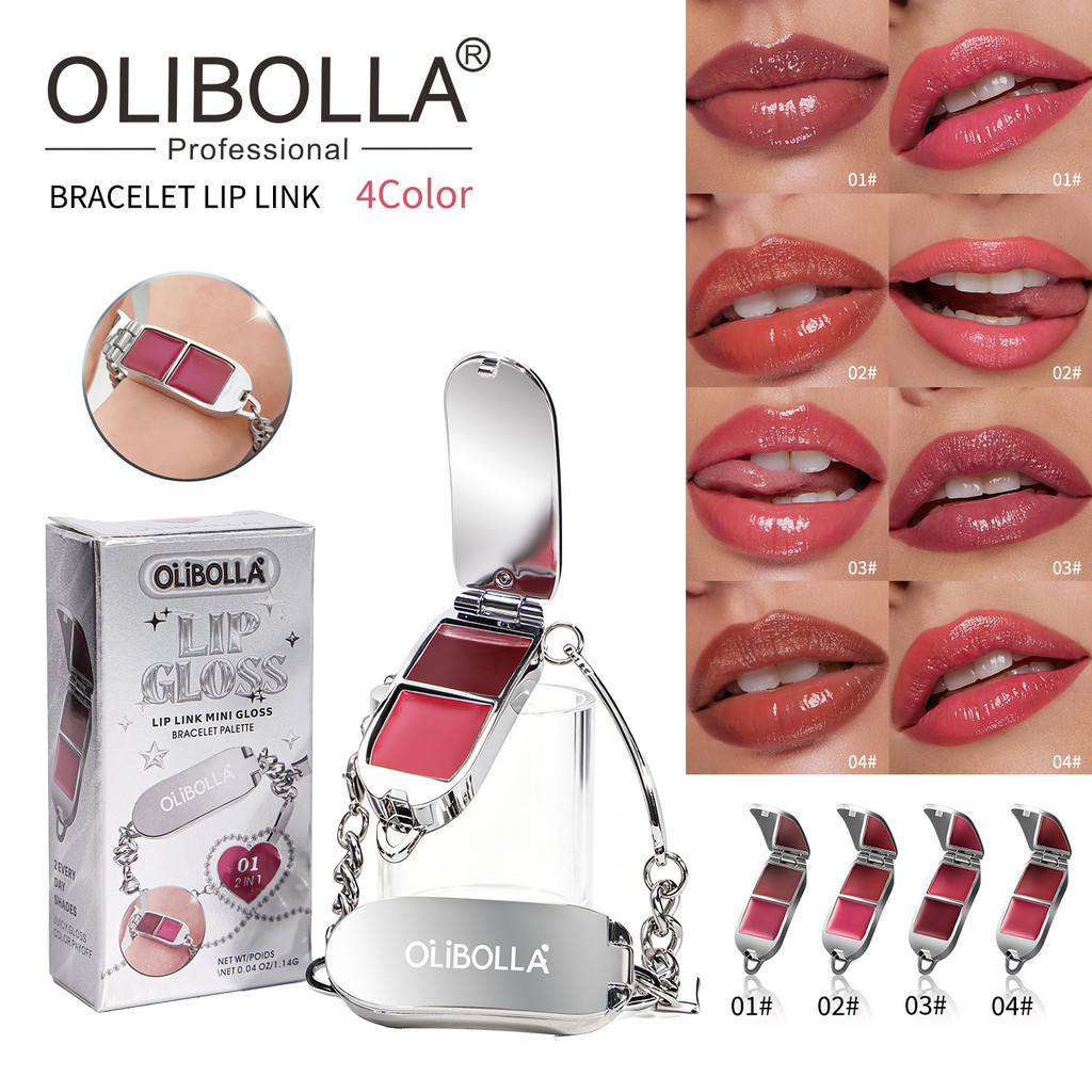 [Estoque pronto] OLIBOLLA Pulseira Lip Gloss Dois em Um Paleta de Batom Espelho Brilho de Água Brilho Labial Y2K Maquiag