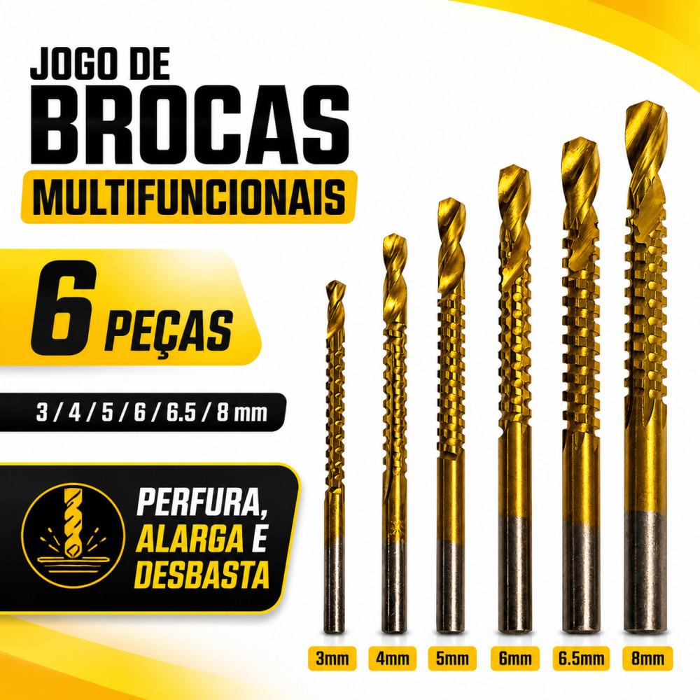 Broca Serra Multifuncional  Titânio para Madeira Metal Plástico Resistente