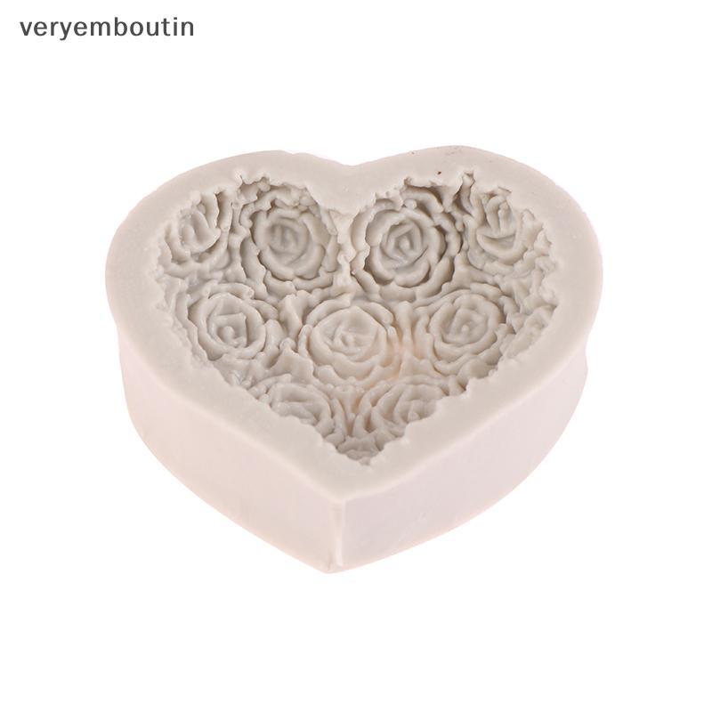 bouti 1Pc Coração Rosa Flores Forma Molde De Silicone DIY Fondant Chocolate Sabão Vela Moldes De Argila De Polímero Arte