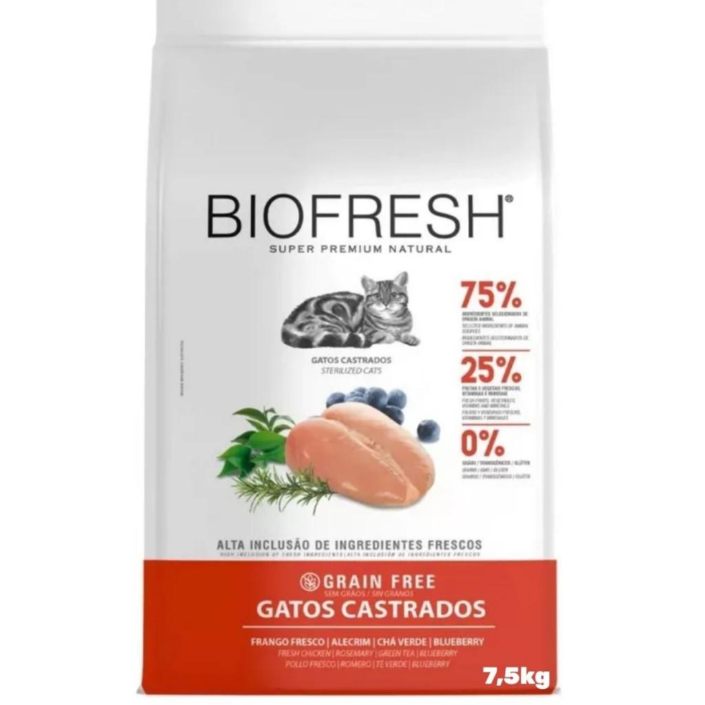 Ração Biofresh Super Premium Gatos Castrados 7,5kg Frango