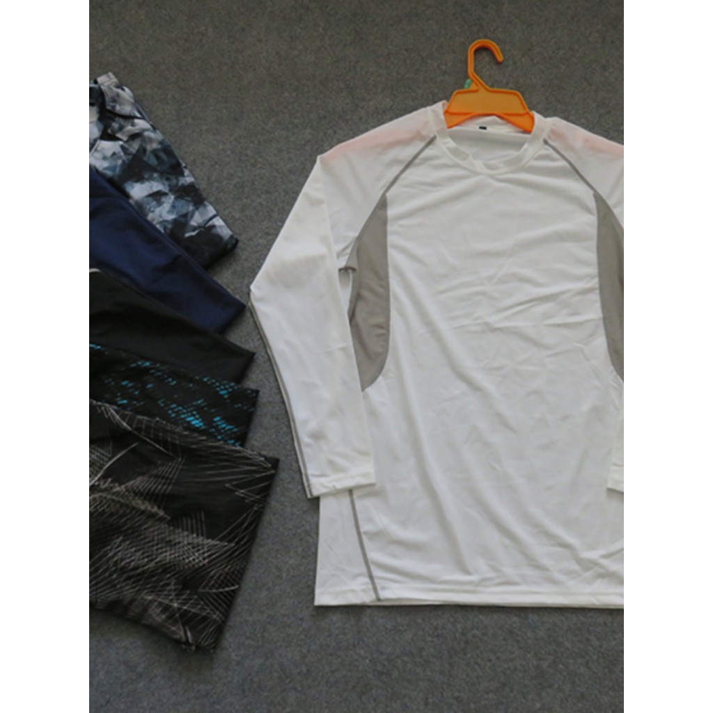 Comércio exterior alta elástica apertada roupas de fitness dos homens de manga comprida em torno do pescoço estilo fino 