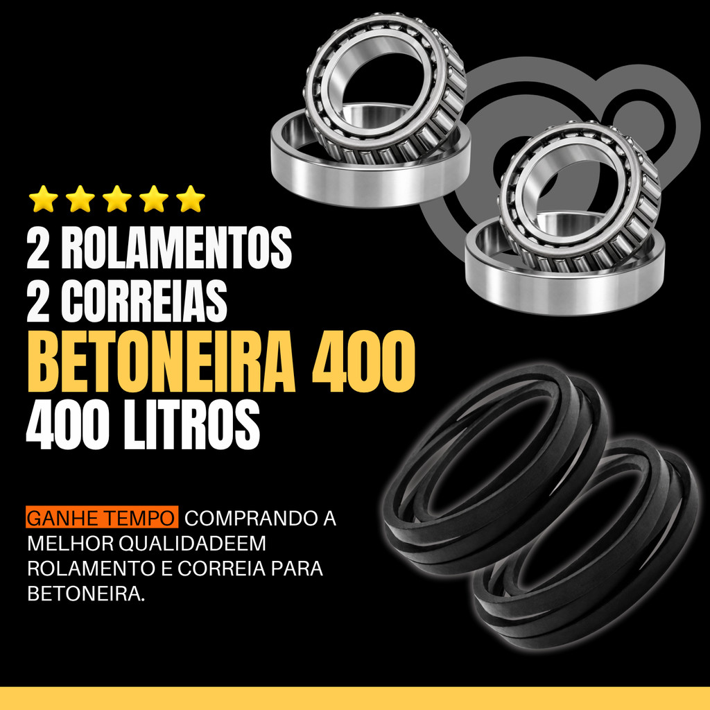Kit 2 Rolamento 30210 e 2 Correia A-44 Para Betoneira 400 Litros CSM — imagem 2 de 2