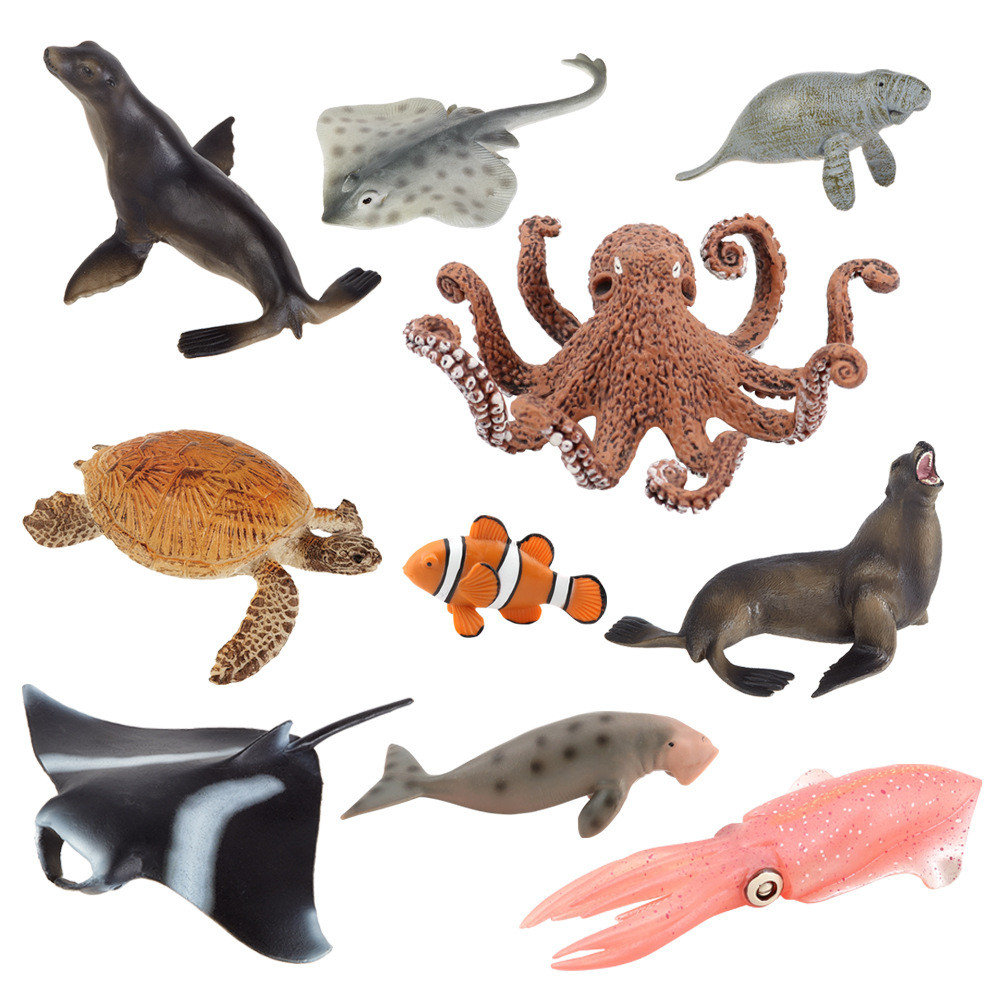 [Em Estoque] Brinquedos Infantis: Modelos em Miniatura de Grandes Criaturas Marinhas do Mar Profundo, Lula Gigante, Polv
