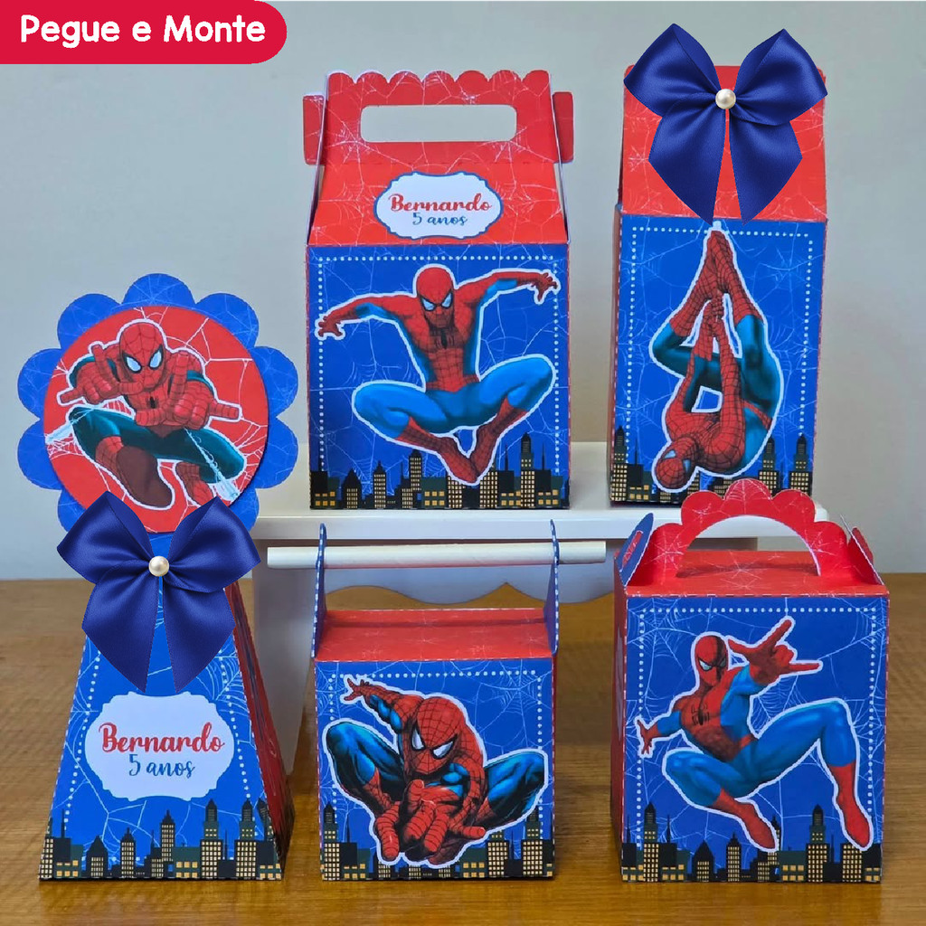 Kit Festa Homem Aranha | Personalizados | Lembrancinhas | Caixinhas para Festa | (Pegue e Monte)