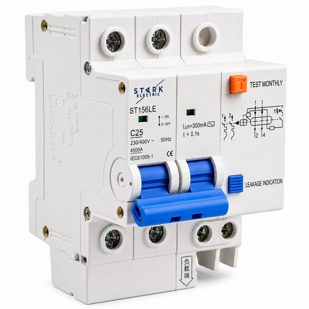 DDR Disjuntor Bipolar Segurança 300Ma 25Amp 2 Polos Stark