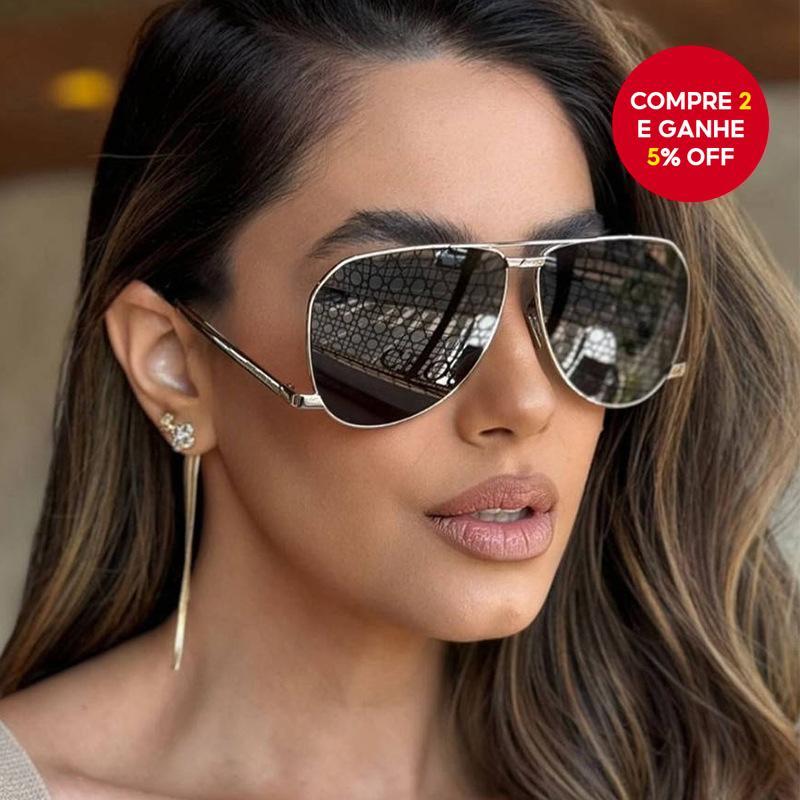 Óculos De Sol Piloto Metálicos Elegantes Retrô Anti UV Diários Femininos