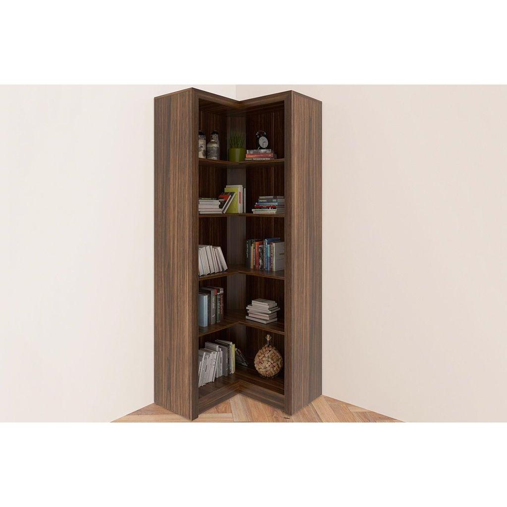 Modulado de Quarto Closet de Canto Oblíquo s/ Portas c/ 4 Prateleiras Aberto ME4132 Nogal - Tecno Mobili