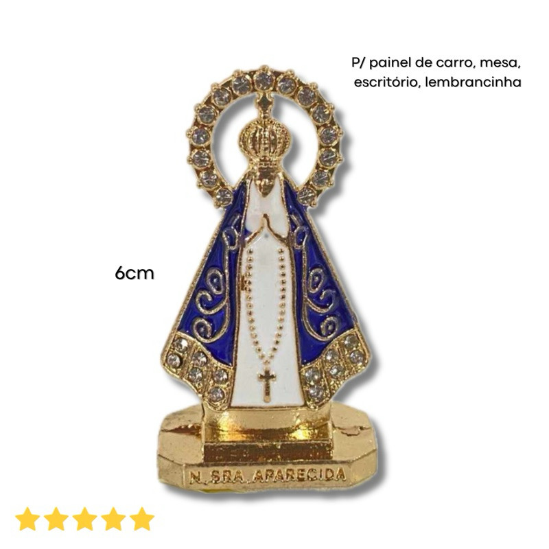 Imagem Nossa Senhora Aparecida com Resplendor P/ Carro, Mesa, Escritório