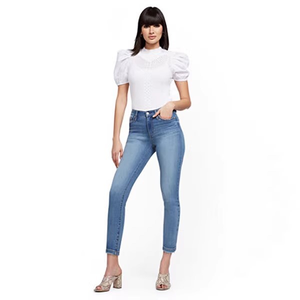 Primavera outono novo estilo calças magras Jeans feminino pequeno elástico mais magro olhar 9 pontos calças de alta qual