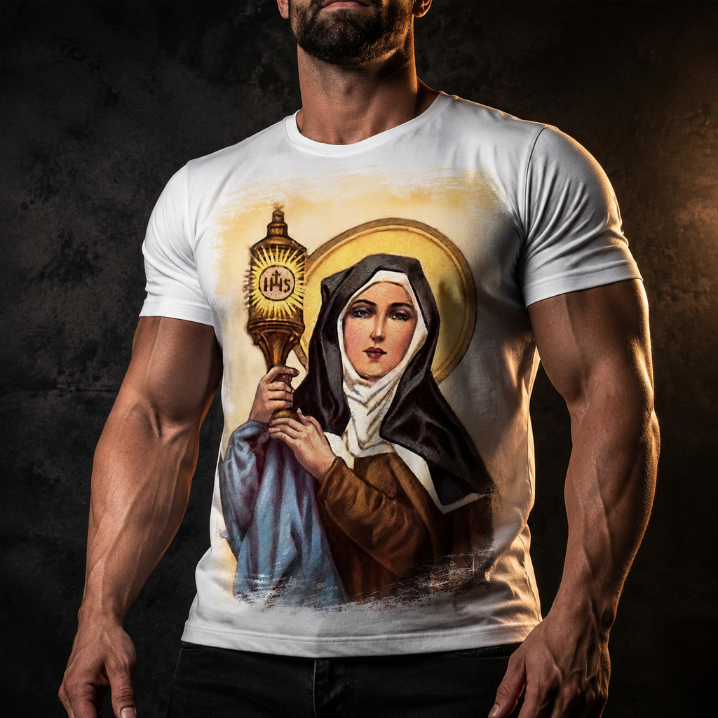 Camisa Camiseta Santa Clara Católico Cruz