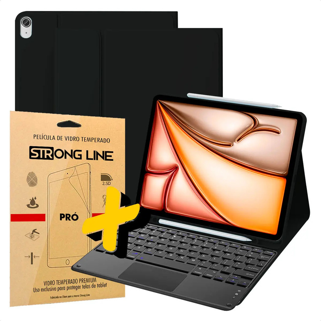 Premium Capa Para iPad Air 11 2024 M2 Teclado E Touchpad + Pelicula